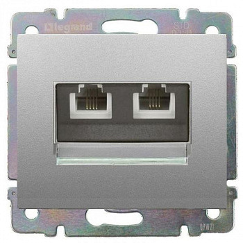 Розетка компьютерная двойная RJ 45 UTP категории 6, винтовые клеммы Алюминий. Galea Life