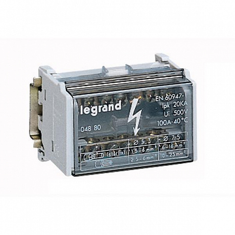 Модульный распределительный блок 2П 100A 7 подключений. Legrand