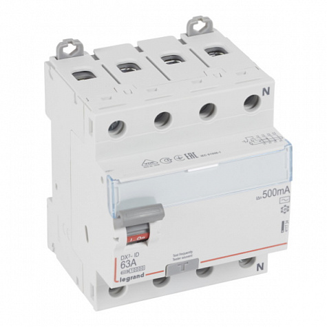 УЗО DX3 4П 500mA 63А тип AC N справ. Legrand