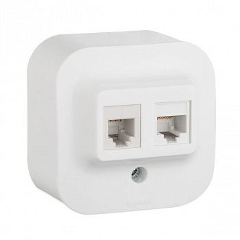 Розетка телефон+компьютер RJ11+RJ45 UTP кат.5е. Белый. Legrand Quteo арт 782221