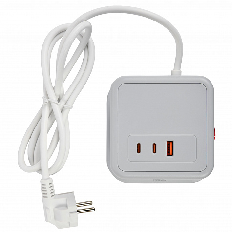 DOMINIC Удлинитель У08K 1,5м 3х1мм2 USB A+C 20Вт Серый