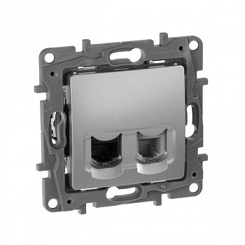 Розетка телефон/интернет RJ11/RJ45 UTP кат.5 Алюминий. Legrand. Etika
