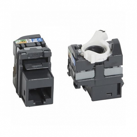 Розетка RJ45 UTP кат.5е 2 модуля. Белый. Legrand Mosaic