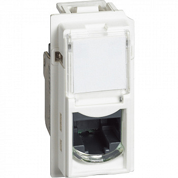 Розетка компьютерная RJ45 cat5e UTP 1 модуль Цвет белый LIVING NOW