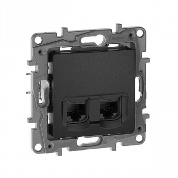 Розетка двойная компьютерная RJ45 UTP Антрацит. Legrand Etika