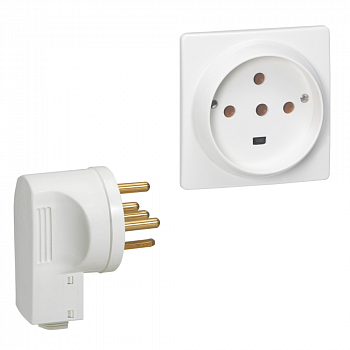 Комплект, силовая розетка 3К+Н+З 32А + Вилка 3К+Н+З 32A IP20 Белый. Legrand