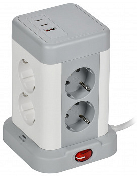 DOMINIC Удлинитель У08K 1,5м 3х1мм2 USB A+C 20Вт Серый
