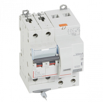 Дифференциальный автомат DX3 300mA 16A 2П Тип AC 4 мод. Legrand
