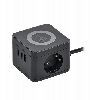 DOMINIC Удлинитель Qi10Вт У02К 1,3м 3х1мм2 USB A+C Черный