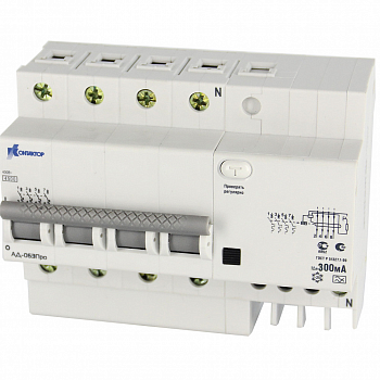 Автомат дифференциальный АД-063, 4P, 40А, Idn-300mA, тип А Контактор