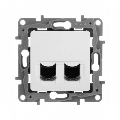 Розетка двойная компьютерная RJ45 UTP кат.6 Белый. Legrand Etika