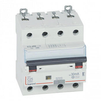 Дифференциальный автомат DX3 30mA 25A 4П Тип AC 4мод. Legrand