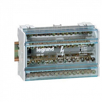 Модульный распределительный блок 4П 40 A 13 подключений. Legrand