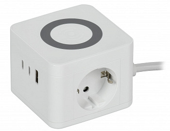 DOMINIC Удлинитель Qi10Вт У02К 1,3м 3х1мм2 USB A+C Белый