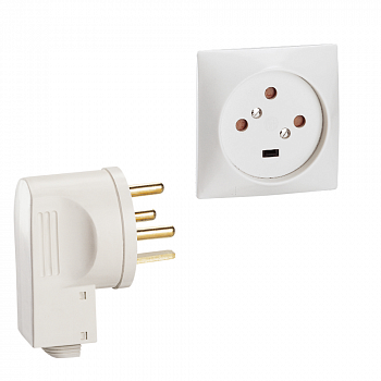 Комплект, силовая розетка 3К+З 20А + Вилка 3К+З 20A IP20 Белый. Legrand