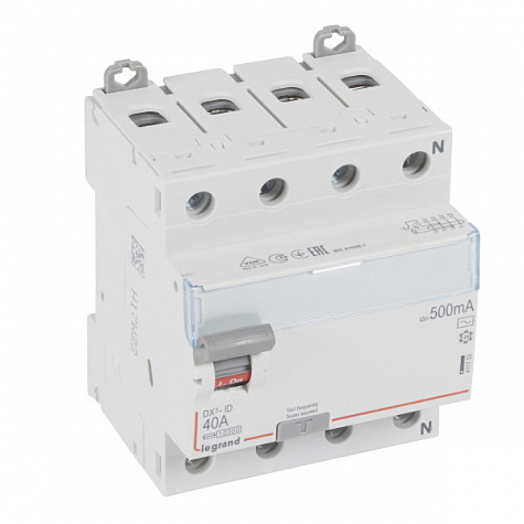 УЗО DX3 4П 500mA 40А тип AC N справ. Legrand