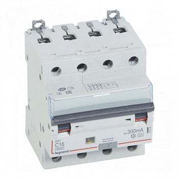 Дифференциальный автомат DX3 300mA 16A 4П Тип A(хар.C) 4мод. Legrand
