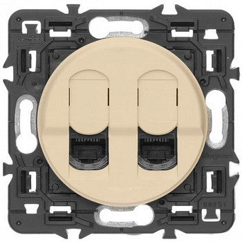 Розетка компьютерная двойная RJ 45 UTP кат.6 Слоновая кость. Celiane. Legrand