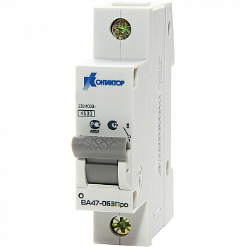 Автоматический выключатель ВА47-063Про, 1П, 25A, Icu-4,5kA, характеристика В Контактор