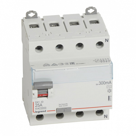 УЗО DX3 4П 300mA 25А тип AC N справ. Legrand