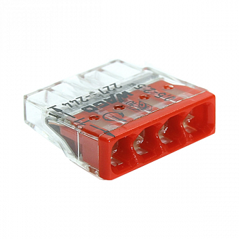 2273-244 Клемма с пастой 4х-проводная 0.5-2.5мм2 одножильный красный(100шт) WAGO