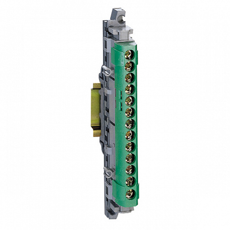 Клеммная колодка IP 2X земля, зеленая 1 x 6-25 мм² - 12 x 1,5-16 мм² длина 113мм. Legrand
