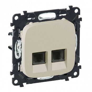 Розетка интернет двойная 2хRJ 45 Категория 6 UTP. Слоновая кость. Valena Allure. Legrand