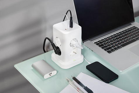 DOMINIC Удлинитель У08K 1,5м 3х1мм2 USB A+C 20Вт Белый