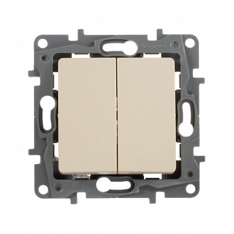 Выключатель двухклавишный 10AX 250В Слоновая кость. Legrand. Etika