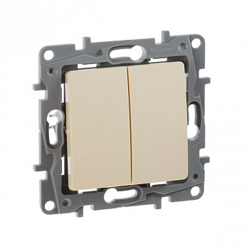 Выключатель двухклавишный 10AX 250В Слоновая кость. Legrand. Etika