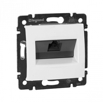 Розетка компьютерная RJ45 UTP Кат.5e на захватах Белая. Valena