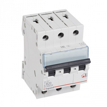 Автоматический выключатель TX3 6kA 20A 3П тип В. Legrand