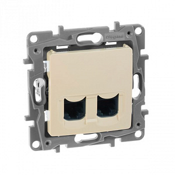 Розетка двойная компьютерная RJ45 UTP кат.6 Слоновая кость. Legrand Etika
