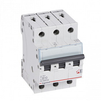 Автоматический выключатель TX3 6kA 10A 3П тип В. Legrand