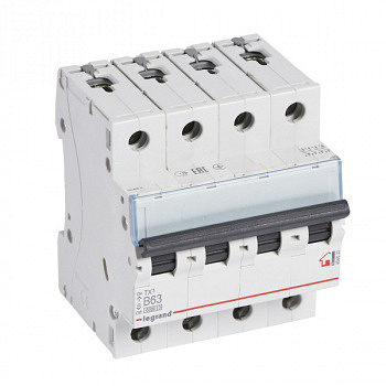 Автоматический выключатель TX3 6kA 63A 4П тип В. Legrand