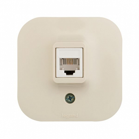 Розетка телефонная RJ11, Слоновая кость. Legrand Quteo