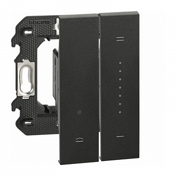 Светорегулятор кнопочный универсальный для LED-ламп 2-проводный 3-400В (LED 3-75Вт) 2 модуля Цвет Черный LIVING NOW