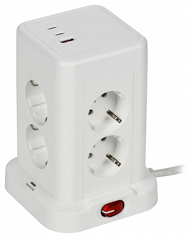 DOMINIC Удлинитель У08K 1,5м 3х1мм2 USB A+C 20Вт Белый