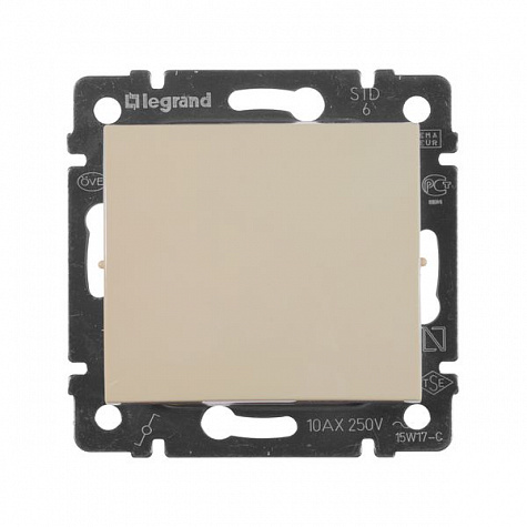 Переключатель проходной одноклавишный 10А Слоновая кость. Legrand. Valena