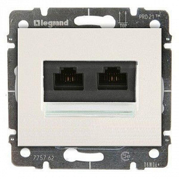 Розетка компьютерная двойная RJ 45 UTP категории 6, винтовые клеммы Жемчуг. Galea Life. Legrand
