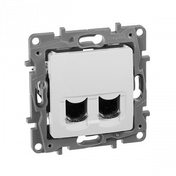 Розетка двойная компьютерная RJ45 UTP кат.6 Белый. Legrand Etika