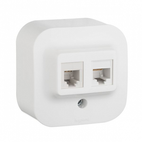 Розетка телефон+компьютер RJ11+RJ45 UTP кат.5е. Белый. Legrand Quteo арт 782221