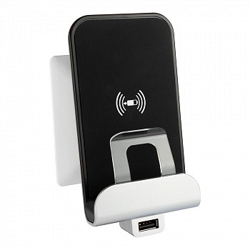 Беспроводное зарядное устройство Qi 1А с дополнительным разьемом USB тип A 5В 2,4А. Valena Life