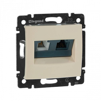 Розетка телефон/интернте RJ11/RJ45 UTP кат.6 Слоновая кость. Valena