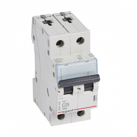 Автоматический выключатель TX3 10kA 25A 2П тип С. Legrand