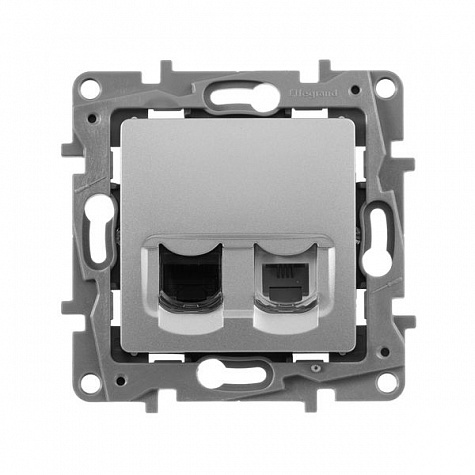 Розетка телефон/интернет RJ11/RJ45 UTP кат.5 Алюминий. Legrand. Etika
