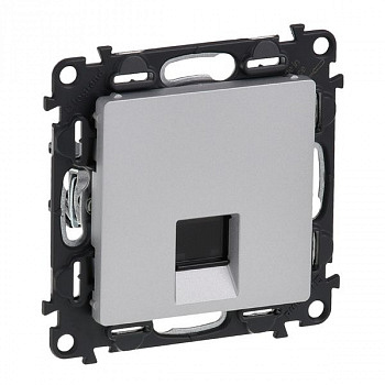 Розетка интернет одиночная RJ 45 Категория 6 UTP Valena Life. Алюминий. Legrand