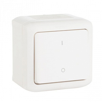 Выключатель двухполюсный 10А IP44, Белый. Legrand Quteo