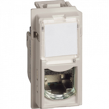 Розетка компьютерная RJ45 cat6a STP 1 модуль Цвет Песочный LIVING NOW