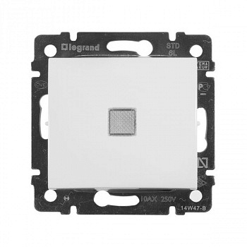 Переключатель проходной одноклавишный 10A с индикацией Белый. Legrand. Valena